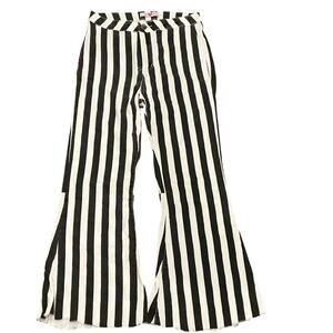 Buddy Love Moonshine Striped Flare Bell Bottom Pants Raw Hem Cut Jeans Size 27